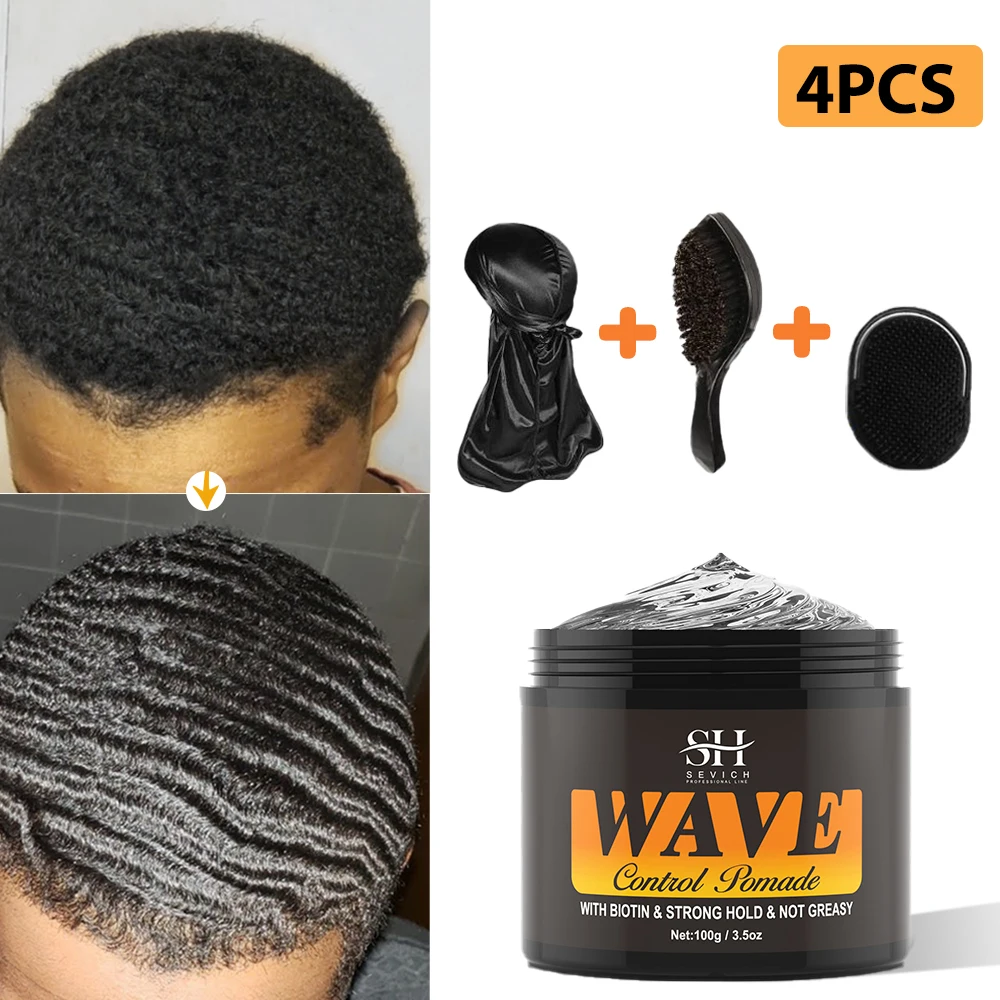 

360 Complete Men's Grooming Kit - Strong Hold Hair Wax & Matte Pomade, Wave Comb & Head Wrap for Ultimate Styling