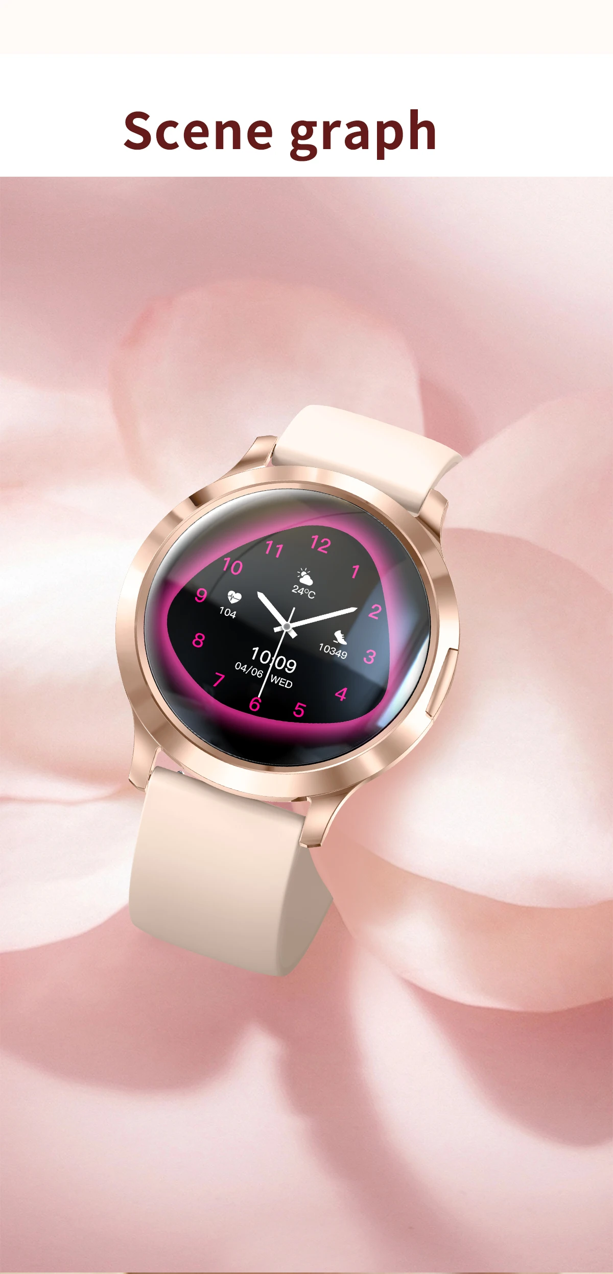 Neue Damen-Smartwatch, 1,32 Zoll, AMOLED, voller Touchscreen, Bluetooth-Anruf, Blutdruck, IP68, wasserdicht, NFC, 7,3 mm, ultradünnes Armband – Detail 20