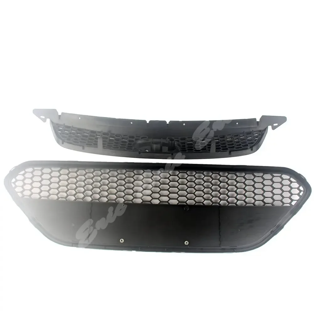 Front & Lower Grille Bumper Honeycomb Gill For Ford Focus 2009 2010 2011 2012 2013 2014 2015 Hatchback Sedan Glossy Black