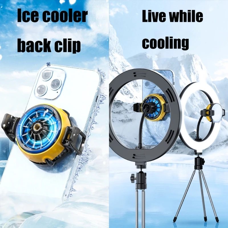 Cellphone Coolers LED Light Phone Cooling Fan Phone Radiator with Larger Cooling Area for Game Playging Vlogging