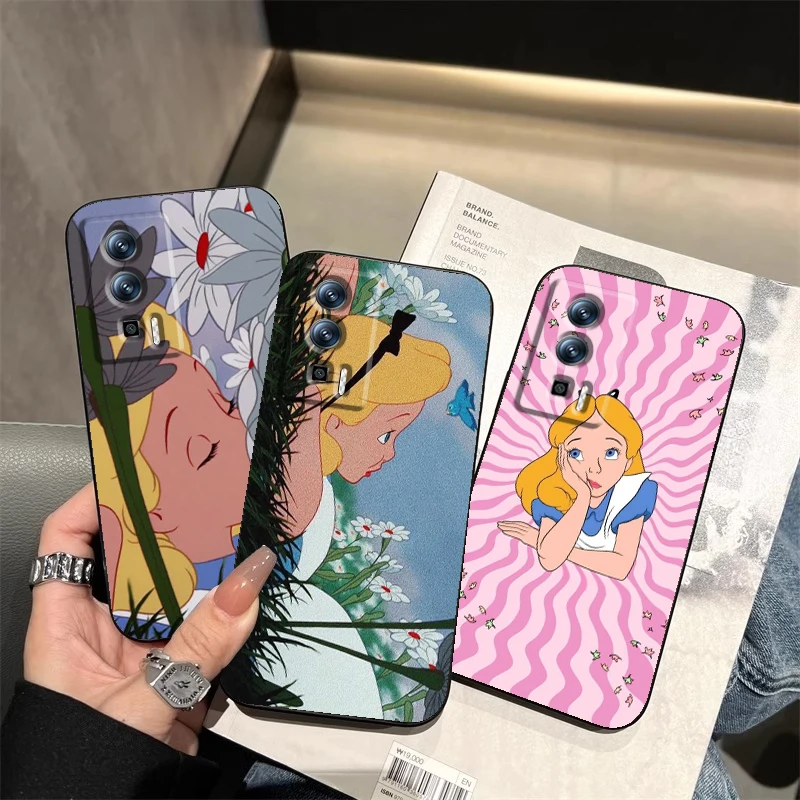 

Disney Alice Wonderland For Xiaomi Redmi 9A 9C 9AT 10C 9 9T 10 12C 13C A3 12 K60 A1 K50 K40 5G Black Funda Phone Case