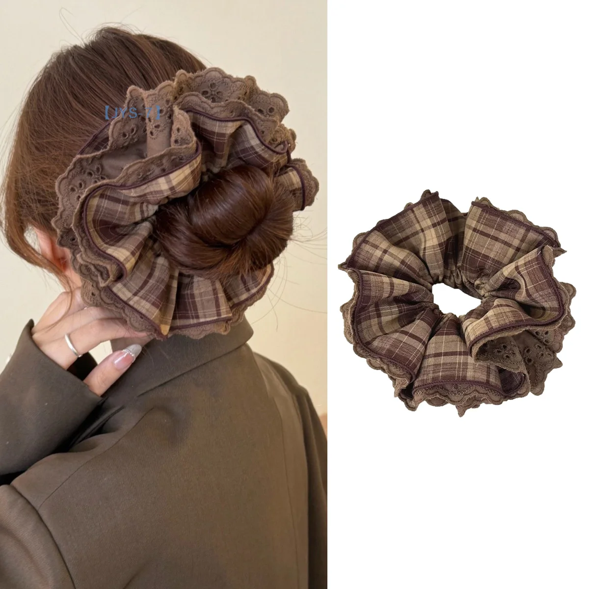 【JYS-7】 Scrunchies per capelli in pizzo scozzese postale per ragazze da donna Porta coda di cavallo Elastici per capelli Corda elastica per capelli Accessori per capelli
