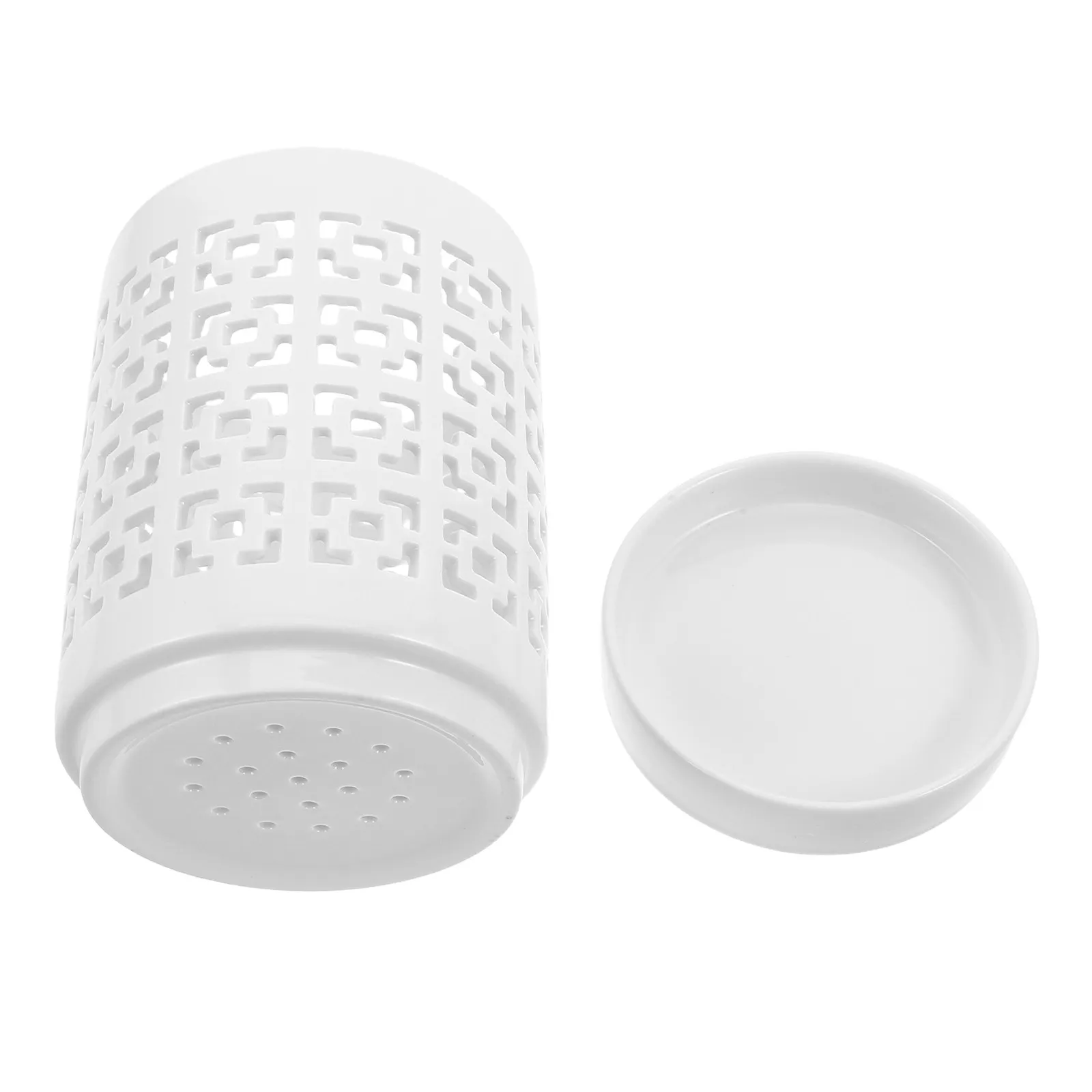 White Ceramic Orchid Planter Pot with Drainage Holes Saucer Breathable Air Circulation Planter for Orchids Indoor Outdoor