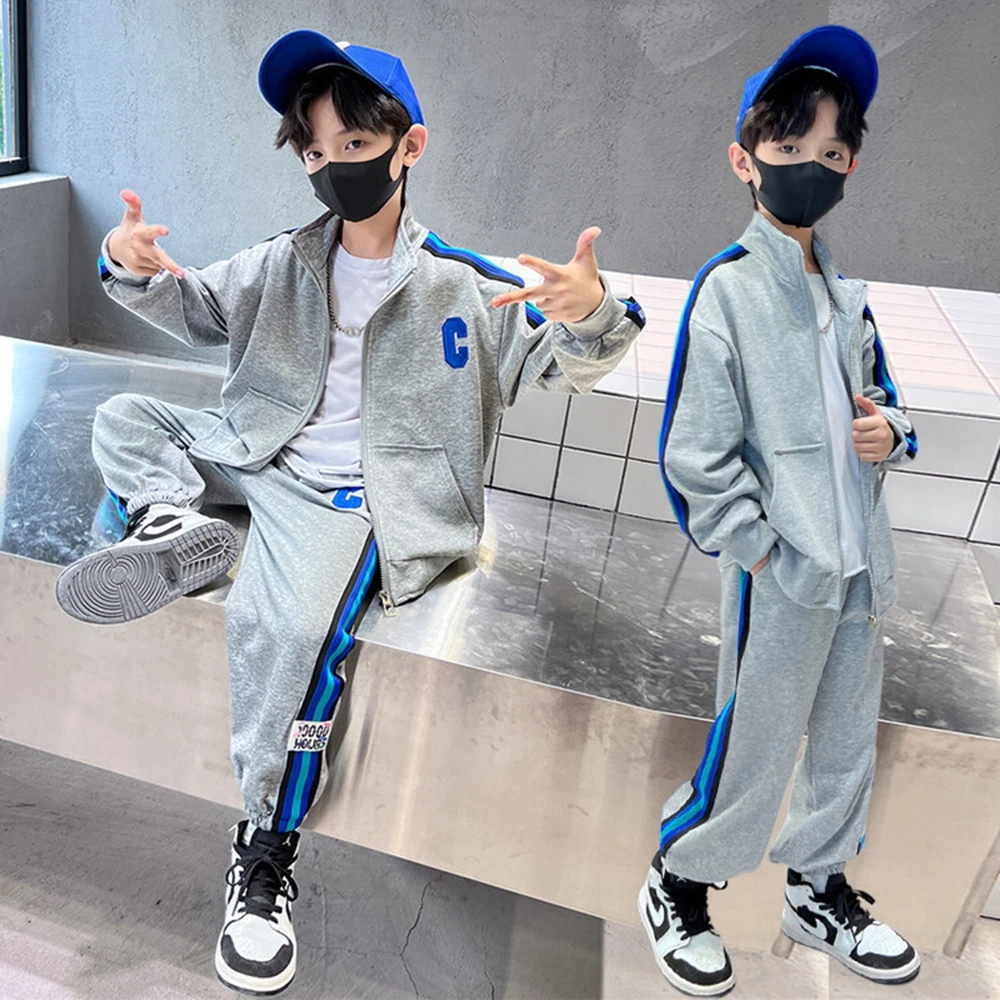 

Teen Boys Jacket+Pants 2Pcs/Sets Sports Sets Spring Autumn Kid Letter Cotton Breathable Children Clothing 4 6 8 10 12 14Year