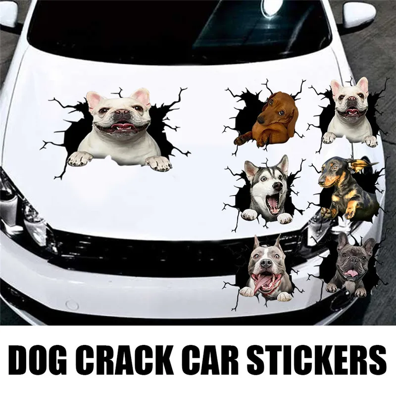 1pcs Car Stickers 3D Dog Crack Cute Funny Creative Personality Pet Dog Simulation Decoration Stickers Car Styling Accessory