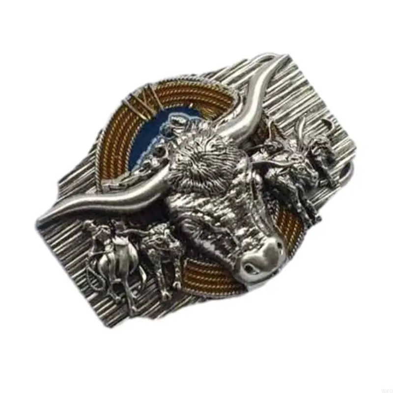 M6CD الشرير الثور رئيس مشبك حزام للرجال النساء هدية، رعاة البقر الغربية حزام مشبك حزام الرجال الملحقات #5