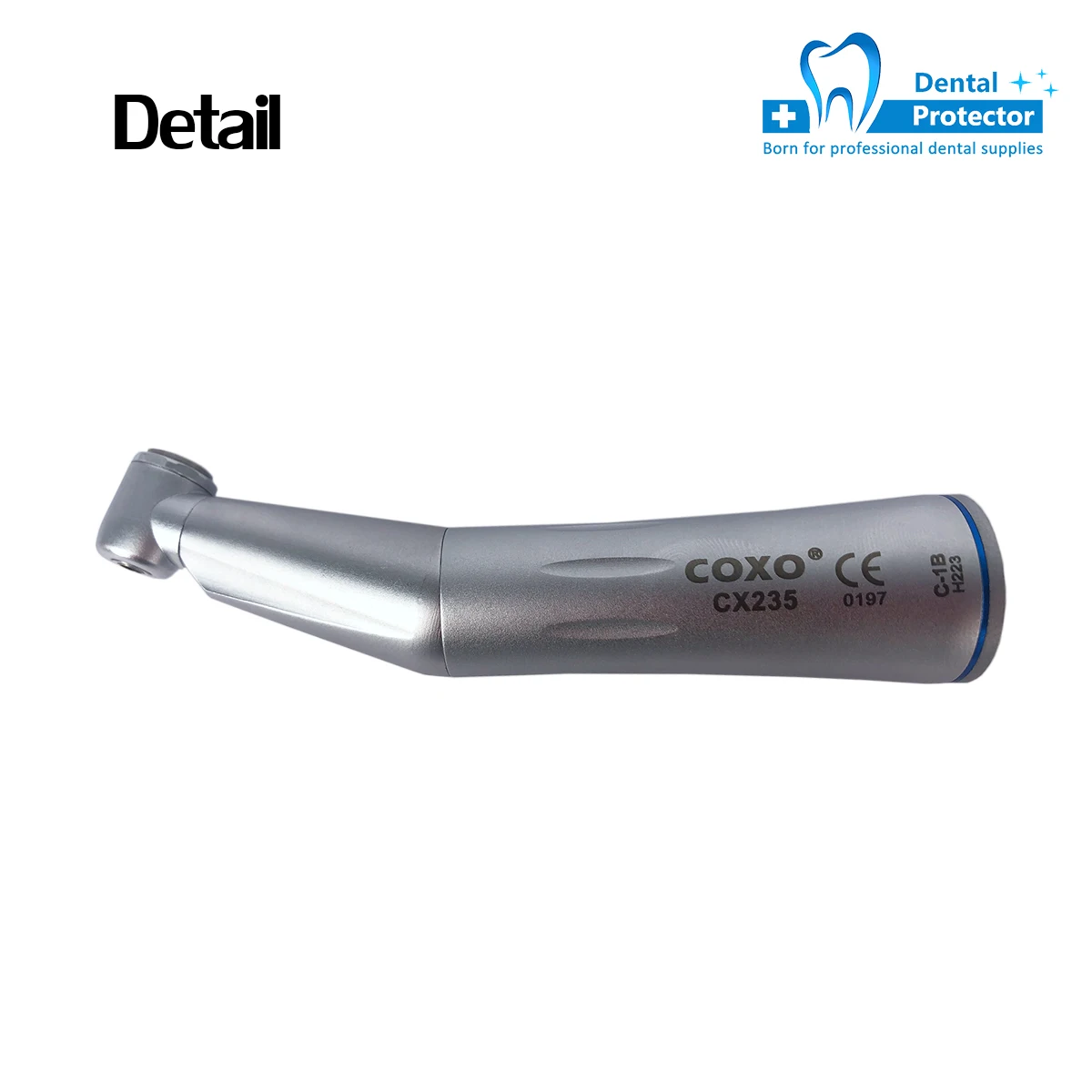 COXO CX235-C 1B Electric Motor Compatible Low-Speed Contra Angle Handpiece 1:1 Inner Channel Transmission for Dental Procedures