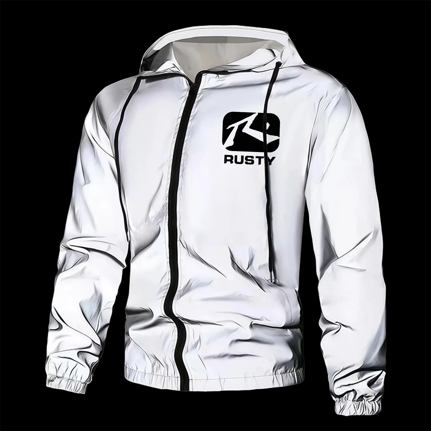 

Men's Reflective Jacket Full Zip Casual Outerwear Spring Autumn Polyester Lined Lightweight Windproof Safety Coat for Night R