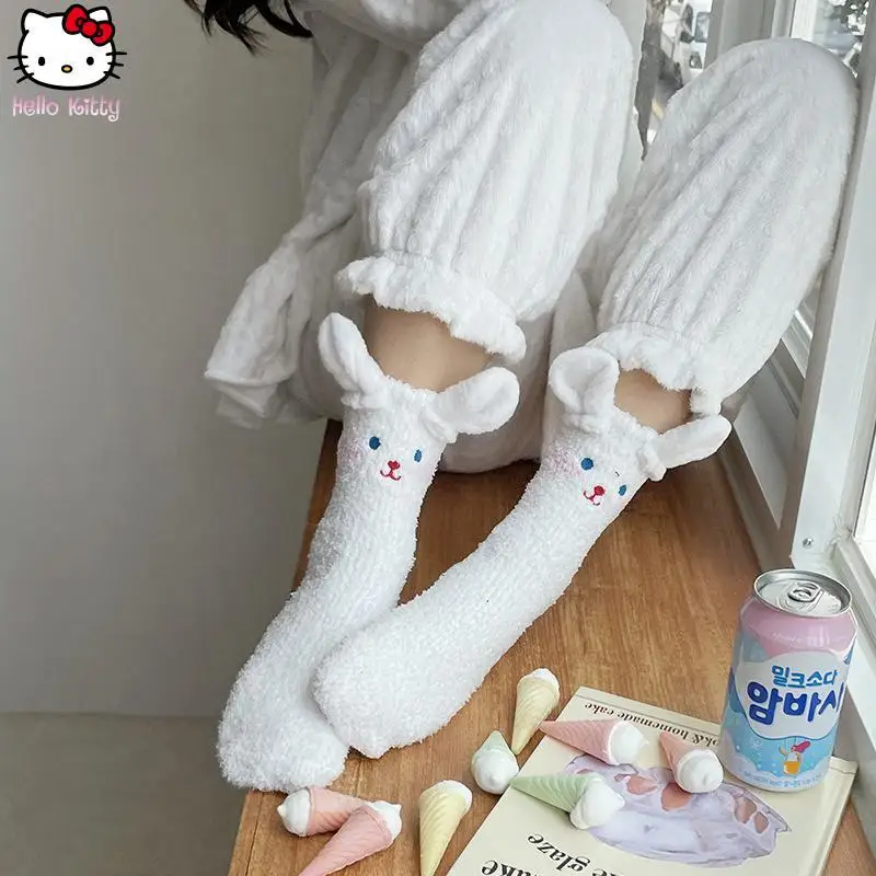 

Girl Cinnamoroll Winter Thickened Three-Dimensional Big Ear Socks Kawaii New Warm Cartoon Home Floor Socks Sanrio Sleeping Socks
