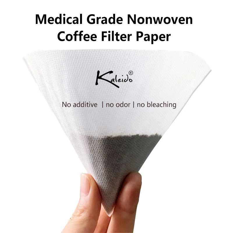 50/100Pcs Disposable Nonwoven Coffee Filter Kaleido Coffee Filter Paper V-shape Coffee Dripper Medical Grade Unbleached Paper