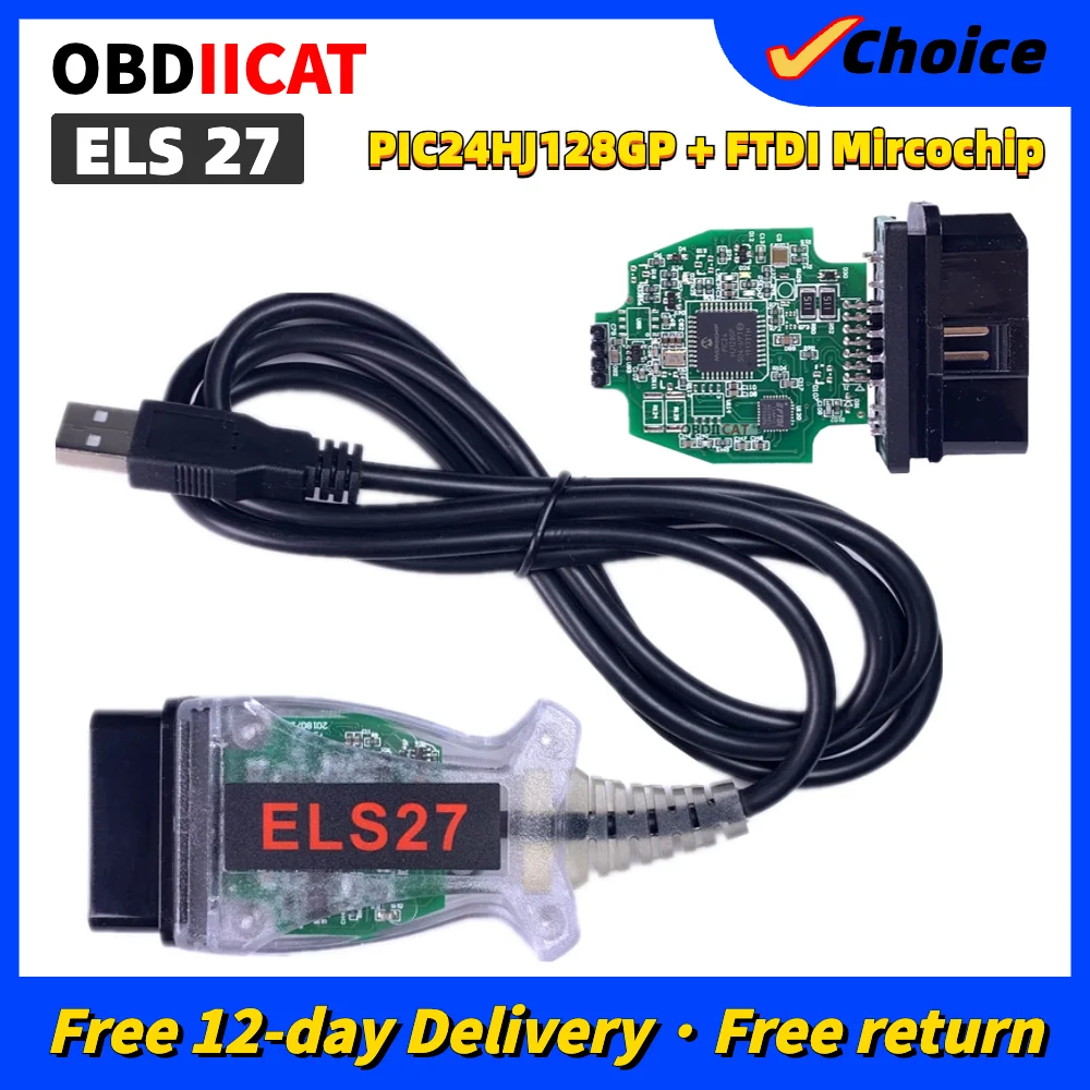 

Диагностический сканер OBD2 V2.3.8 ELS27 FORScan, зеленая печатная плата PIC24HJ128GP + FTDI, микрочип, поддержка ELM327 и J2534, автомобильные инструменты