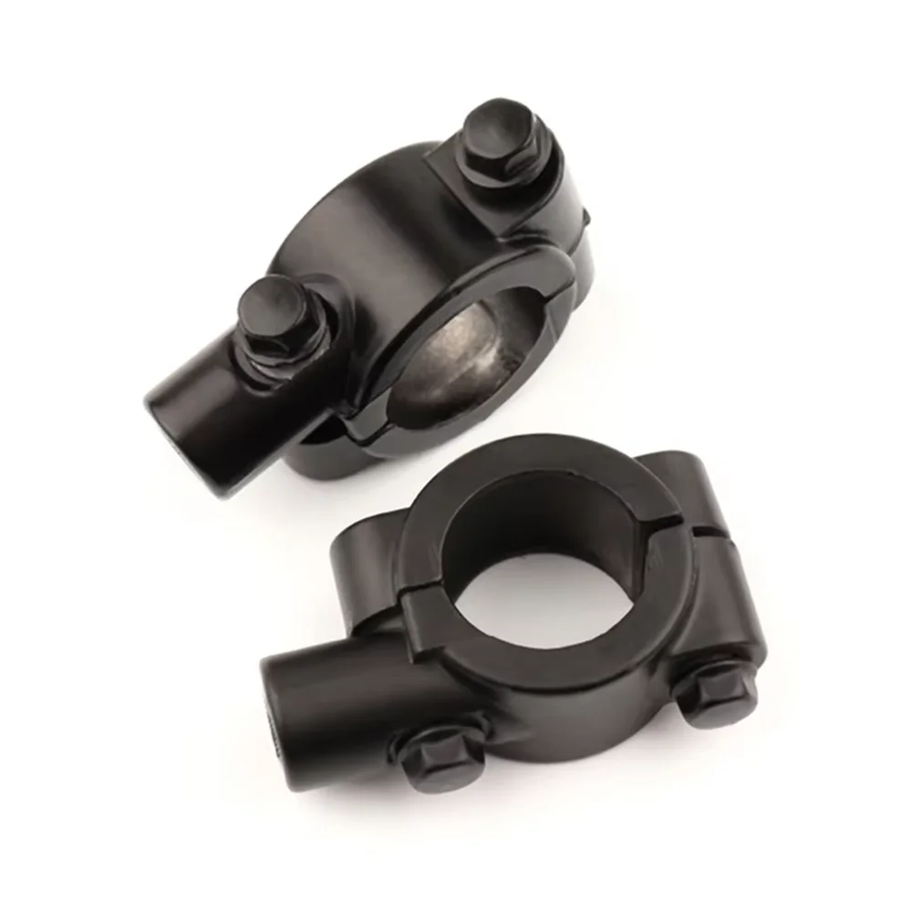 2PCS 22mm Handlebar 10mm 8mm 6mm Thread Motorcycle Mirror Mount Clamp Rear View Mirror Holder Adapter Black
