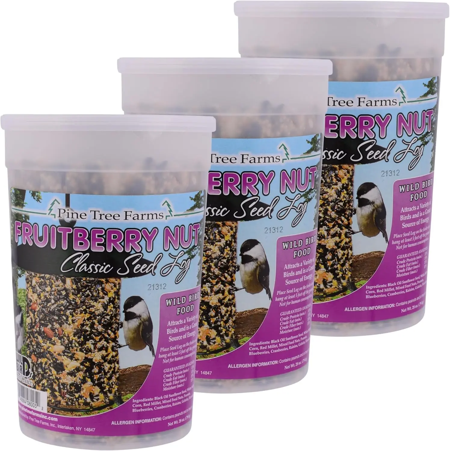 

Корм для диких птиц Pine Tree Farms FruitBerry Nut Classic Seed Log, 28 унций. Набор из 3 штук