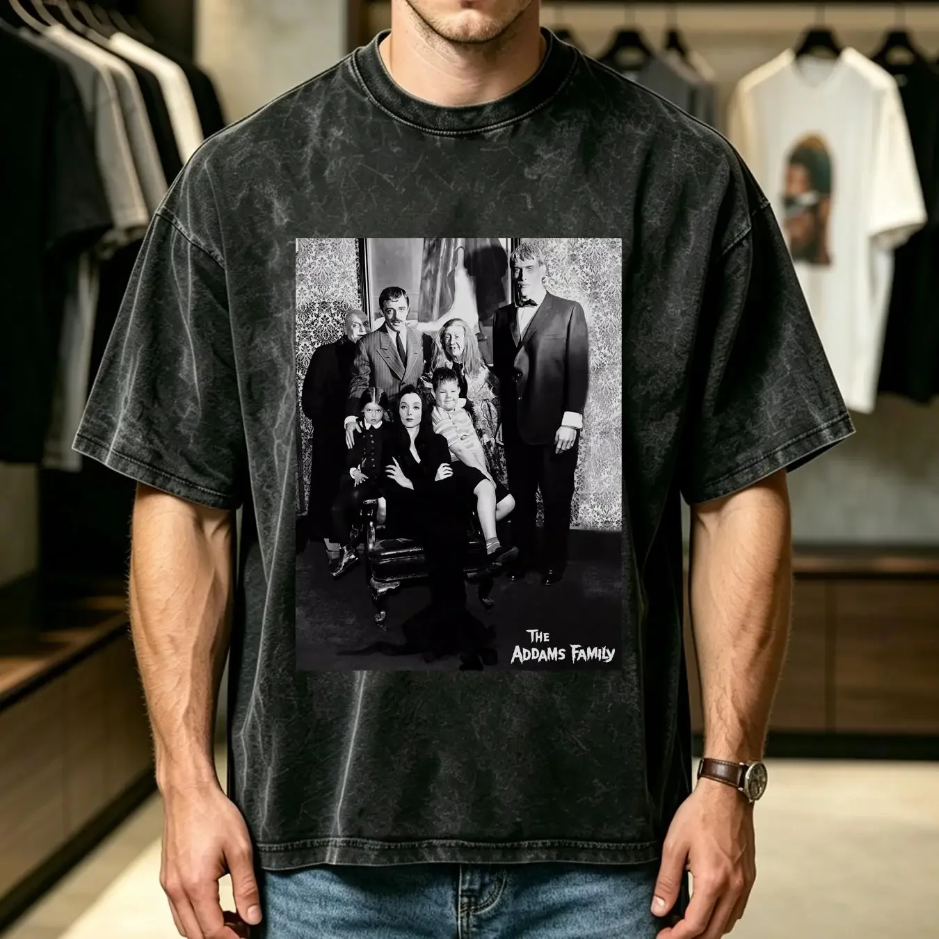 washed T Shirt Official Ladies The Adams Family Black Size XL Brand New With Tags long or short sleeves vintage Washed graphic