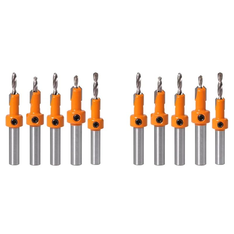 AC88-10Pcs Wood Hole Drill Bit,8MM Shank Countersink Drill Bit Router Bit,Wood Working Counter Sink Drill Bit Set