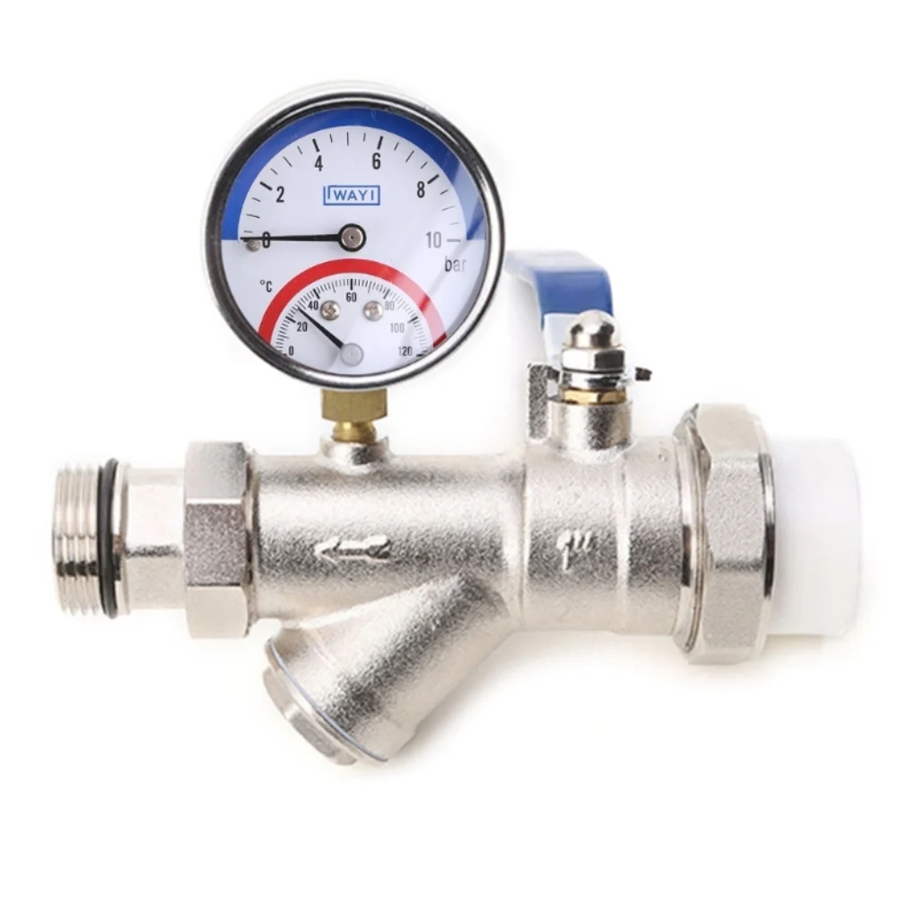 2in1 Pressure Gauge And Thermometer 10 Bar Temperature Pressure Gauge 0-120°C Temperature Pressure Meter For Heating Application