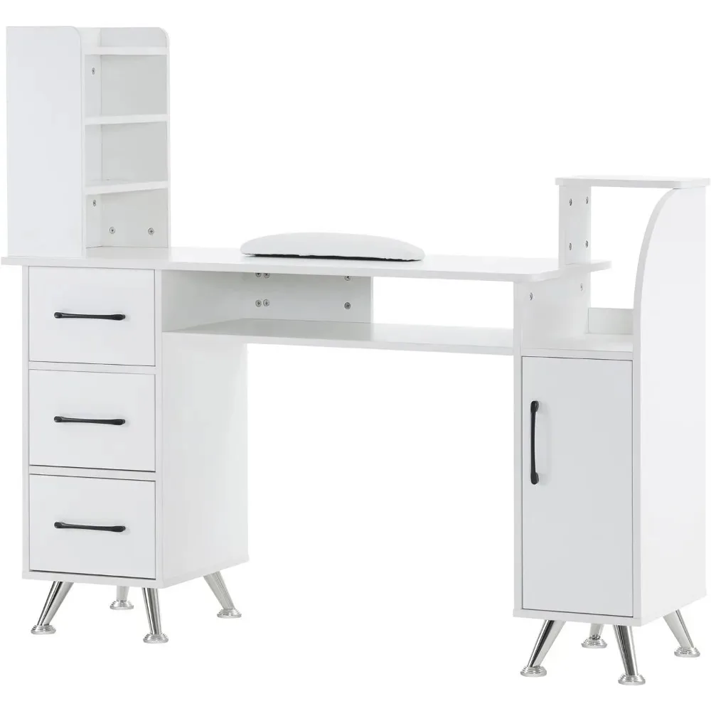 Manicure Table, Makeup Table, Salon Storage Cabinet, Nail Table with Wrist Cushion Beauty Workstation, Nail Makeup Artist Desk.