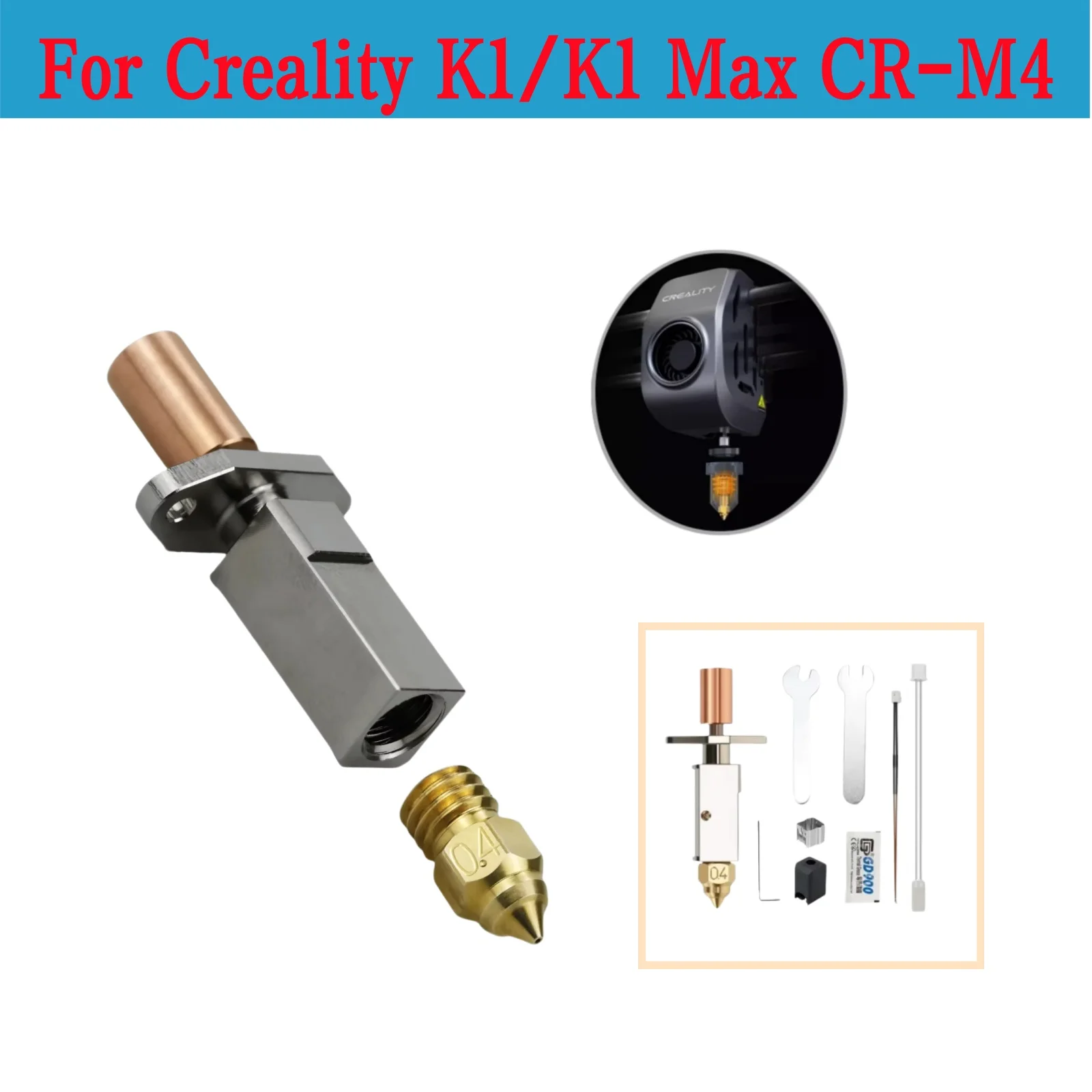 

K1 Hotend Updated Kit for Creality Hotend Ender-3 v3 KE/CR-M4/K1/K1 Max 3D Printer Heating Block Accessory