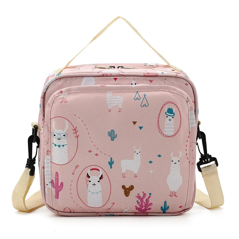 Cartoon Handbag Diaper Bag for Mom Women Lightweight Tote with Tissue Dispenser Portable Bottle Holder Zipper Pocket
