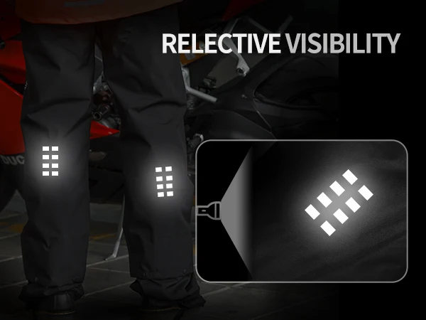WOSAWE Motorrad-Regenhose, Outdoor-Regenschutzhose mit Überschuhe, wasserdichte Regenhose zum Angeln, Radfahren, Wandern – Detail 9