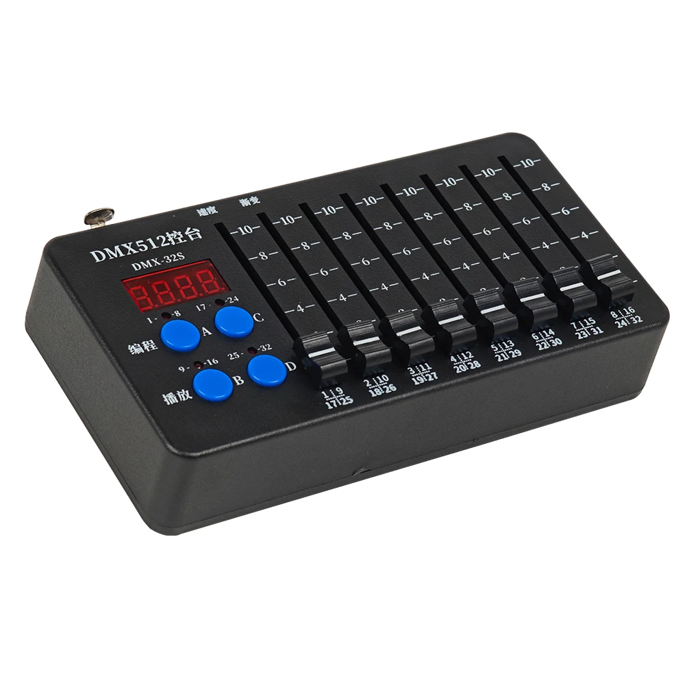 Mini controlador dmx512 recarregável 32ch com função dmx sem fio controlador de luz de palco alimentado por bateria