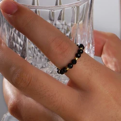 Go2boho Handmade Boho Stretch Jewelry Healing Gemstone String Black Jasper Beads Rings for Women 2024 Fashion Valentine Gifts