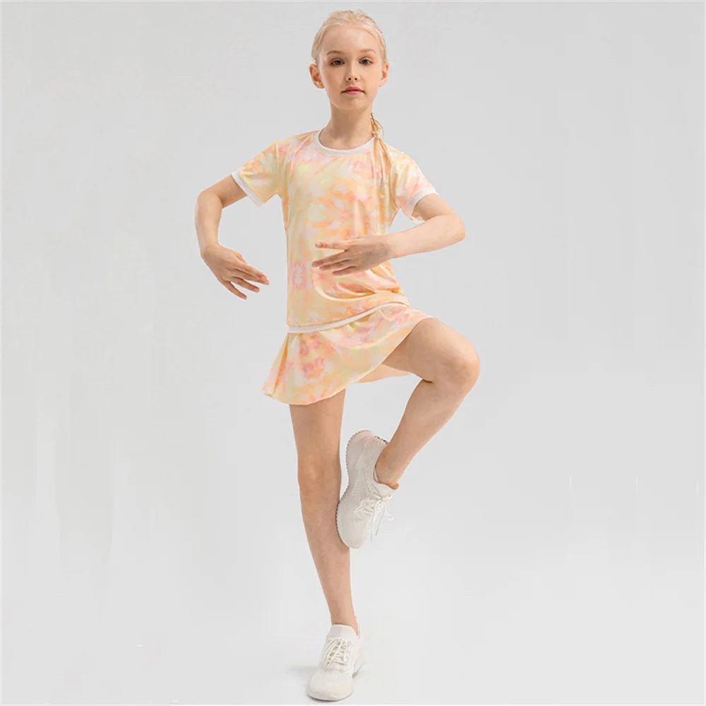 Children Golf Tennis Skirt With Shorts Girls Sport Skorts Running Dancing 2 In 1 Culottes Summer Athletic Breathable Cool Fabric