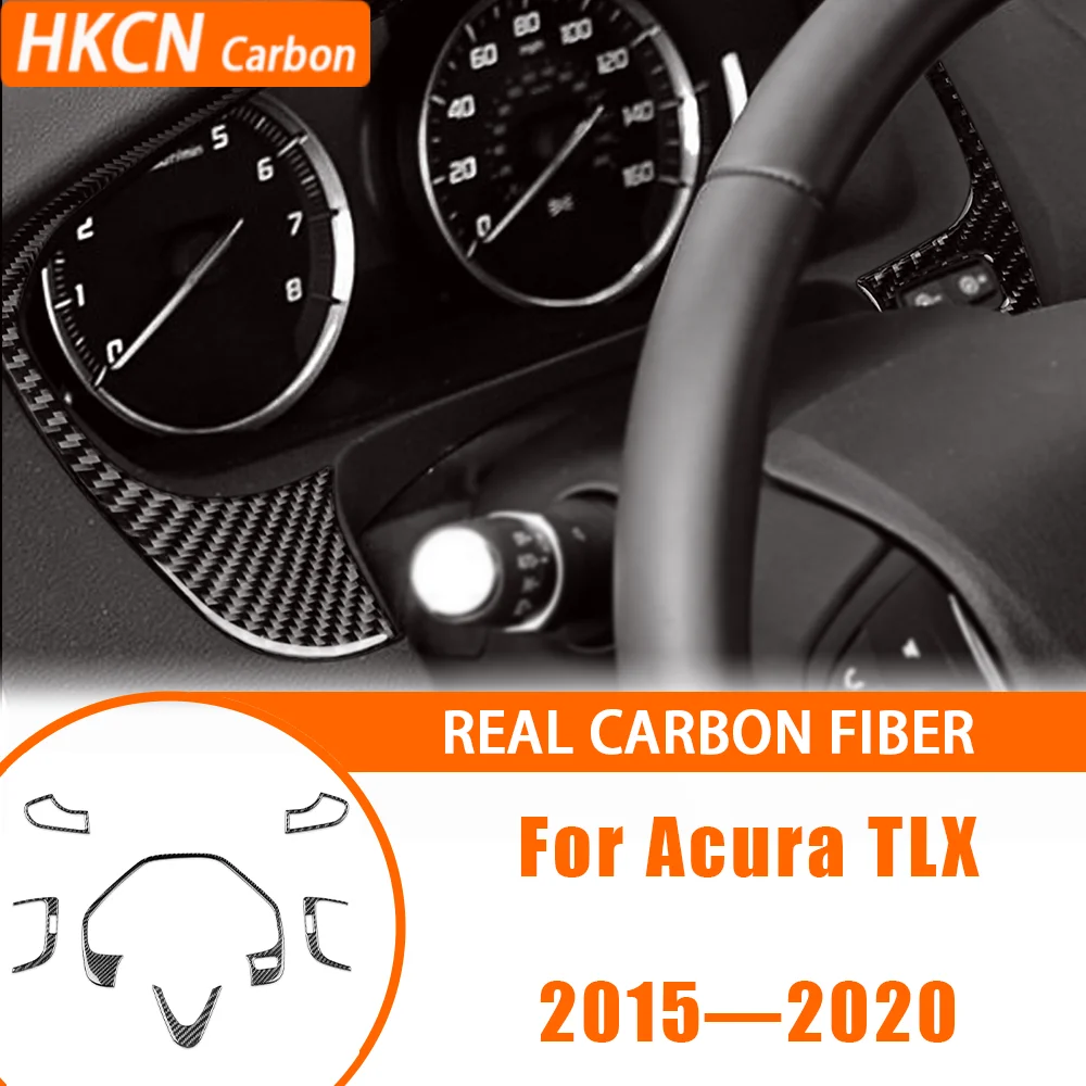For Honda Acura TLX 2015—2020 Car Accessories Carbon Fiber Interior Steering Wheel Surround Chin Set Panel Cover Trim Sticker