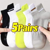 5pairs Comfortable Anti Odor Workout Breathable Socks for Sports Men Women Quick Dry Mesh Summer Socks Sweat Absorbing Socks