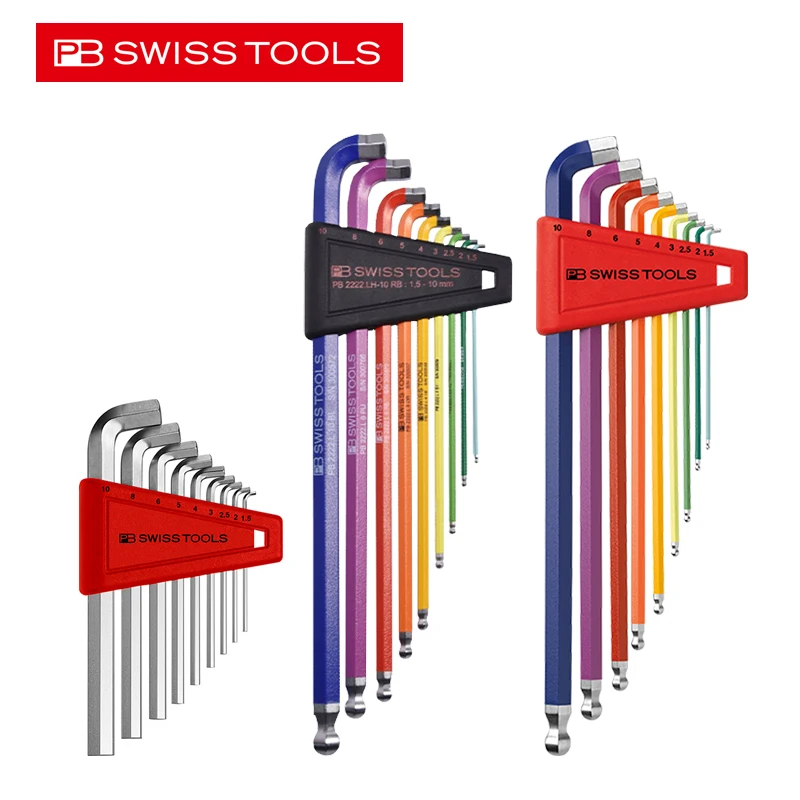 PB SWISS Tool Allen Wrench Set With Ball Head Hex Key L Shaped Portable Repair Tools 2212.H-10|2212.LH|2222.LH