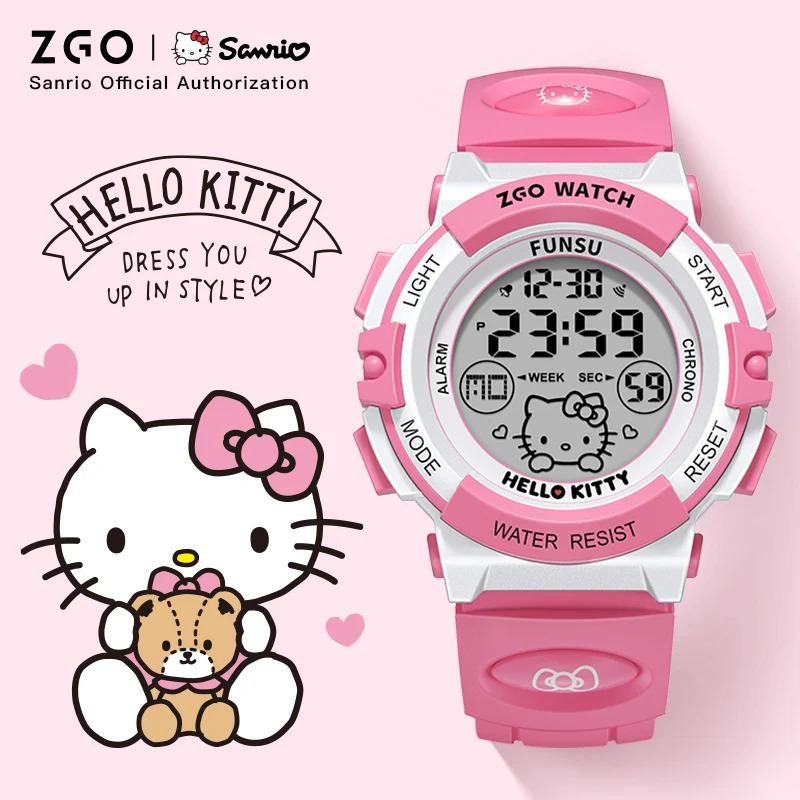 ZGO X Sanrio Hello Kitty reloj para niños niñas niña niño estudiante de escuela primaria impermeable luminoso lindo relojes electrónicos regalo 52