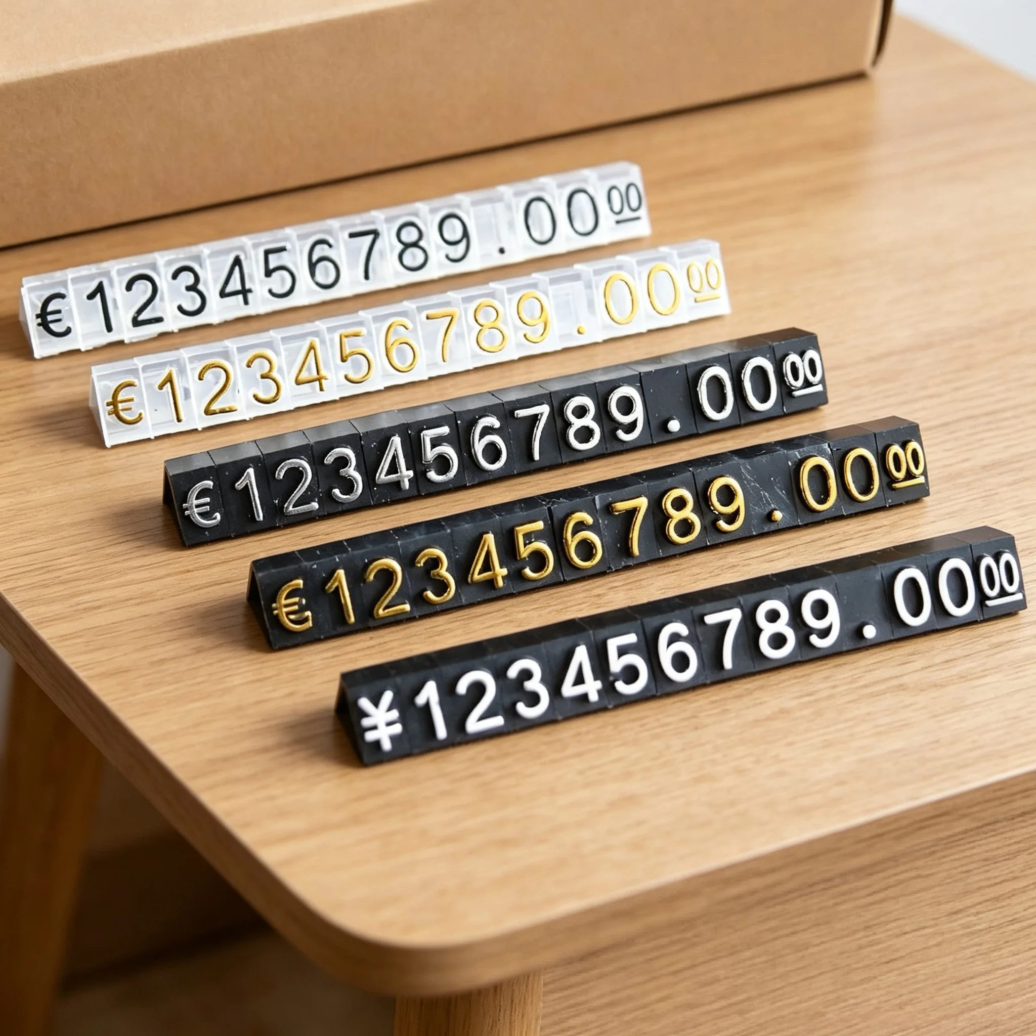 30 Strips 3x5mm Adjustable Number Letter Dollar Euro Mini Price Cube Tags Block Kit Jewelry Watch Ring Pricing Display Tags