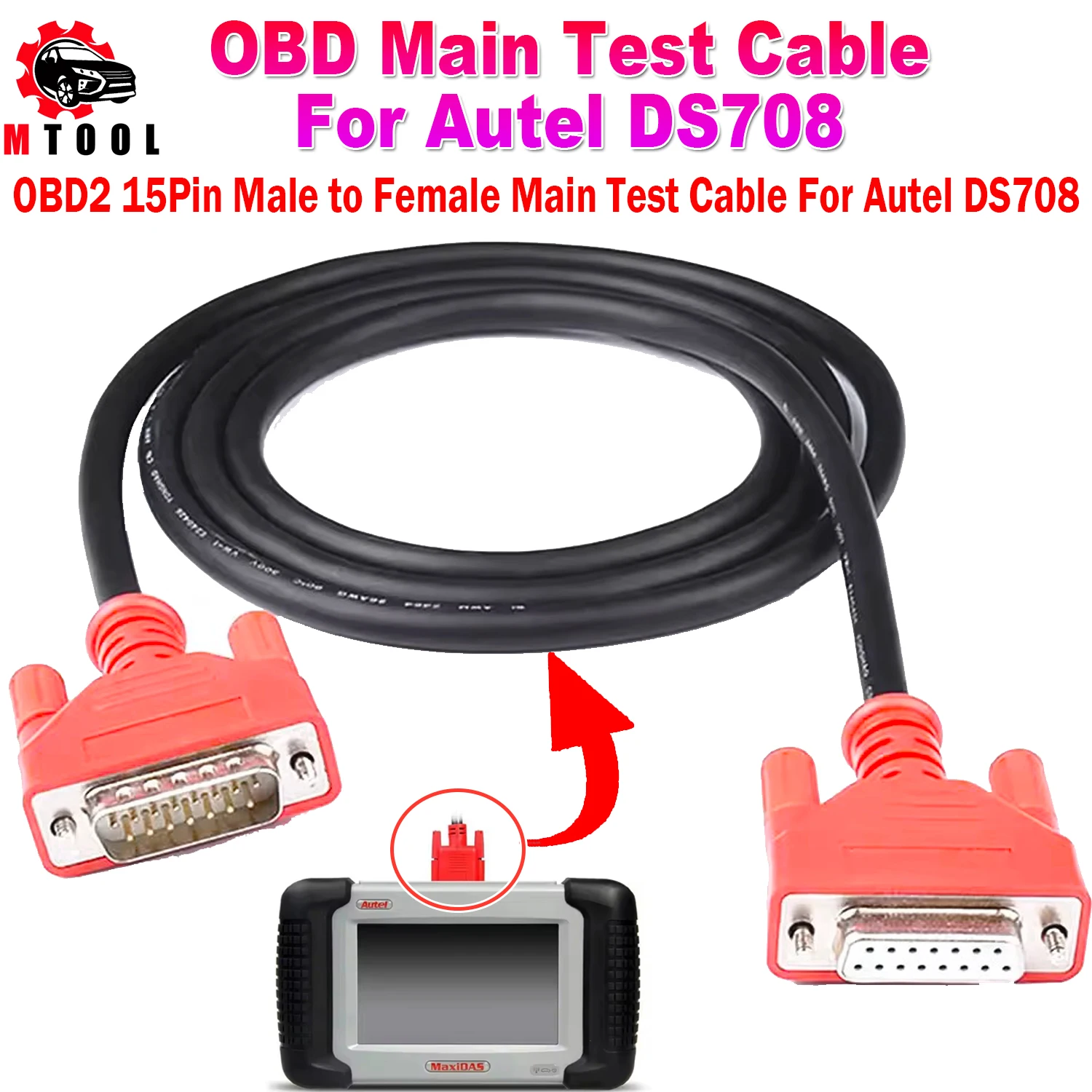 

Главный тестовый кабель для Atuel DS708, удлинитель OBD для автомобильного диагностического инструмента Autel Maxisys Maxidas, 15-контактный 26-контактный разъем DS708 OBD2, основной адаптер