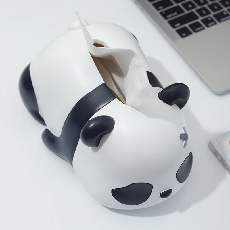 Creative Mischievous Panda Tissue Box Living Room Decoration Micro Model Paper Drawer Storage Tool