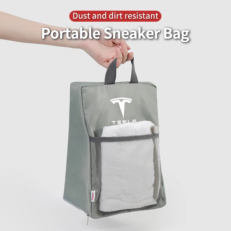 

Car Portable Shoe Storage Bag Sneaker Bag Organizer Travel Bag sticker For Tesla Model 3 Model S Model X Bonina Coil Juguete