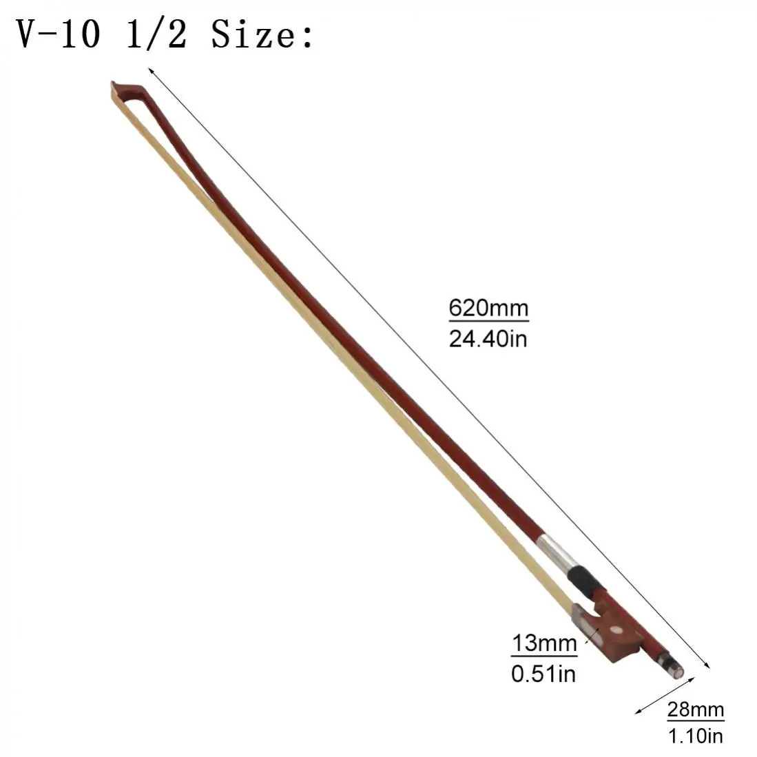 Jujuba Wood Frog Violino Bow, White Horsehair Fiddle Bow, Peças de instrumentos de cordas Peças, 4/4, 1/4, 1/2, 1/8