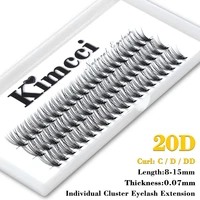 Kimcci 60 mechones/funda extensión de pestañas postizas naturales maquillaje 20P 3D extensión de pestañas individuales rusas pestañas de visón