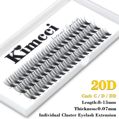 Kimcci 60 mechones/funda extensión de pestañas postizas naturales maquillaje 20P 3D extensión de pestañas individuales rusas pestañas de visón