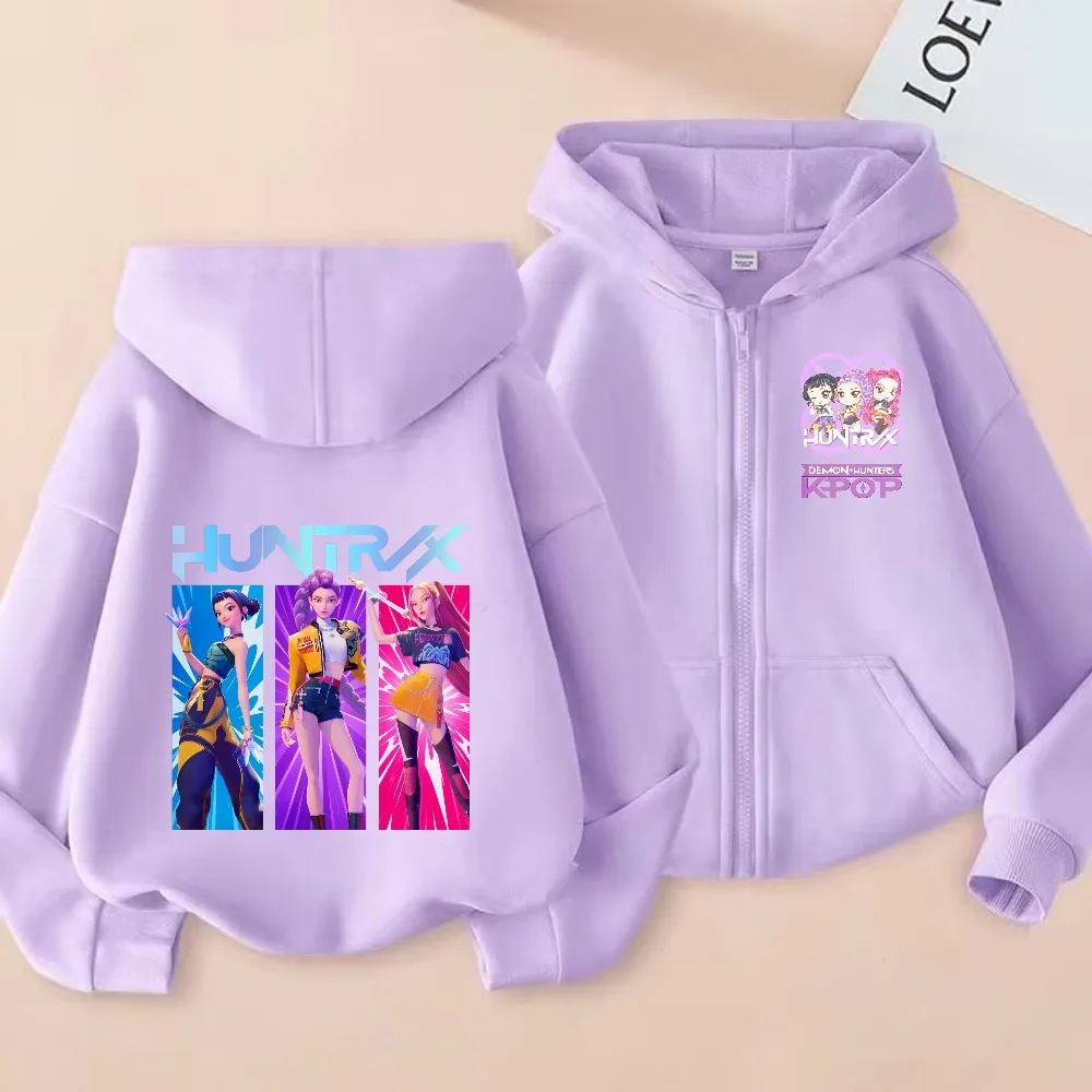 2026 Sweatshirt met rits Kpop Devil Hunter Hoodie Kinderkleding Kindermeisjes Jongens Sweatshirt Rits Hoodie Casual Top