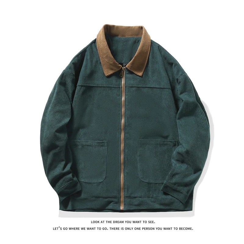 Streetwear Work Jackets Mens Fashion Style With Big Pockets Corduroy Jacket Full Zip Fall Jacket Outwear 3 Colors M-5XL