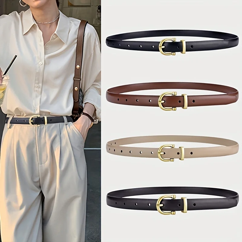 Women's Belt New Fashion Thin Belt Soft PU Leather Belt Paired with Pants Jeans Belt, Gift for Mothers and Girlfriends