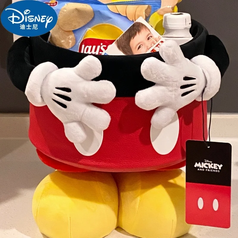 Disney Mickey Anime peryferyjny kosz na na przekąski koszyk piknikowy Kwaii do przechowywania ozdoba na biurko dekoracja pudełka prezent urodzinowy