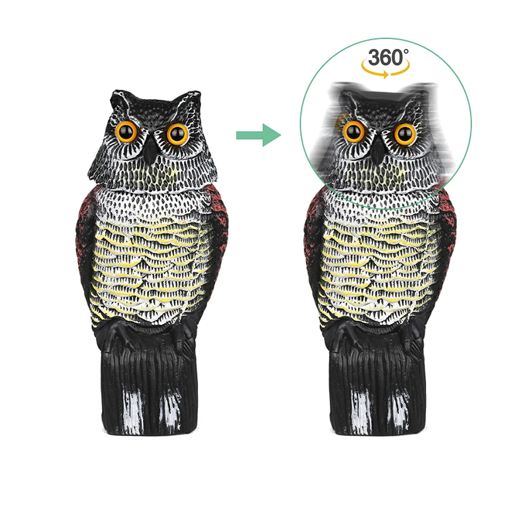 Outdoor Bird Scarer Plastic Owl Scarecrow Rotating Head Owl Prowler Decoy Pest Repellent Pest Control Garden Protector Ornaments