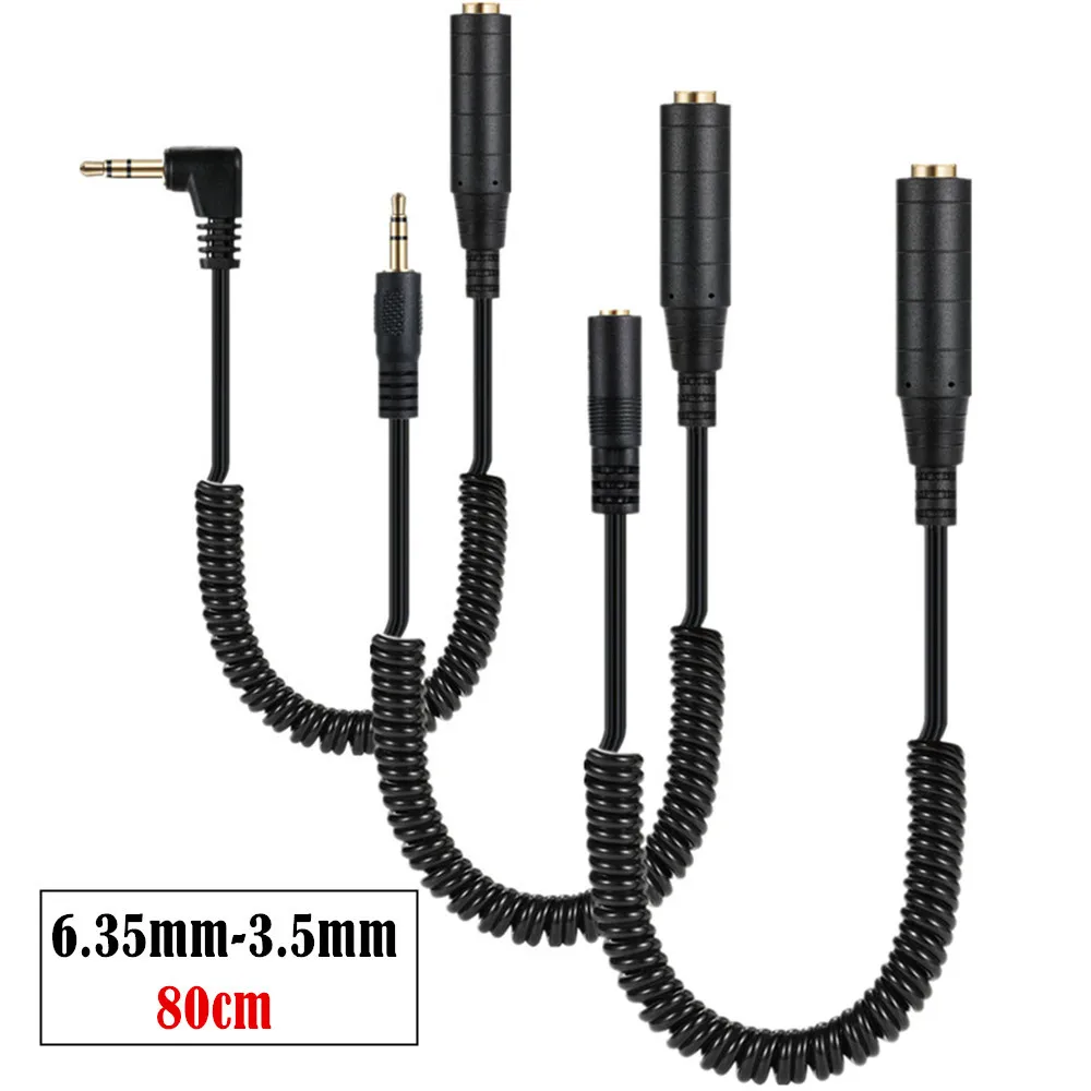 Telescopic Spring Cable 3.5mm Male Audio To 6.35 Female To Adapter Cable 6.35 To 3.5 Headphone Adapter Cable