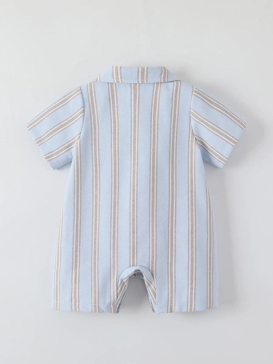 Summer clothing shooting for infants and young children shirt striped short sleeved shirt 100 day old male baby Korean  신생아촬영