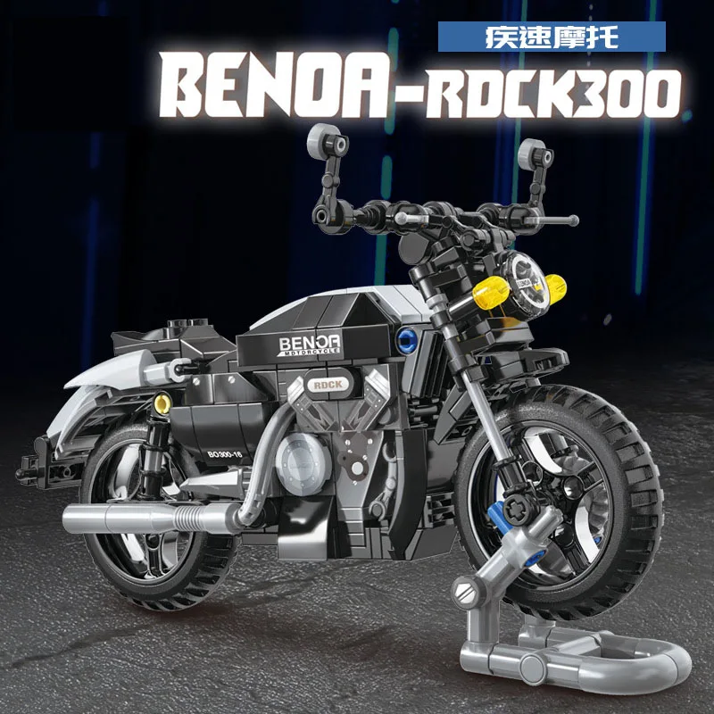 285pcs Stadt technologie konkurrieren in Geschwindigkeit Motorrad Baustein Straßen auto Lokomotive montieren Modell Ziegel Kinder Spielzeug Geschenk