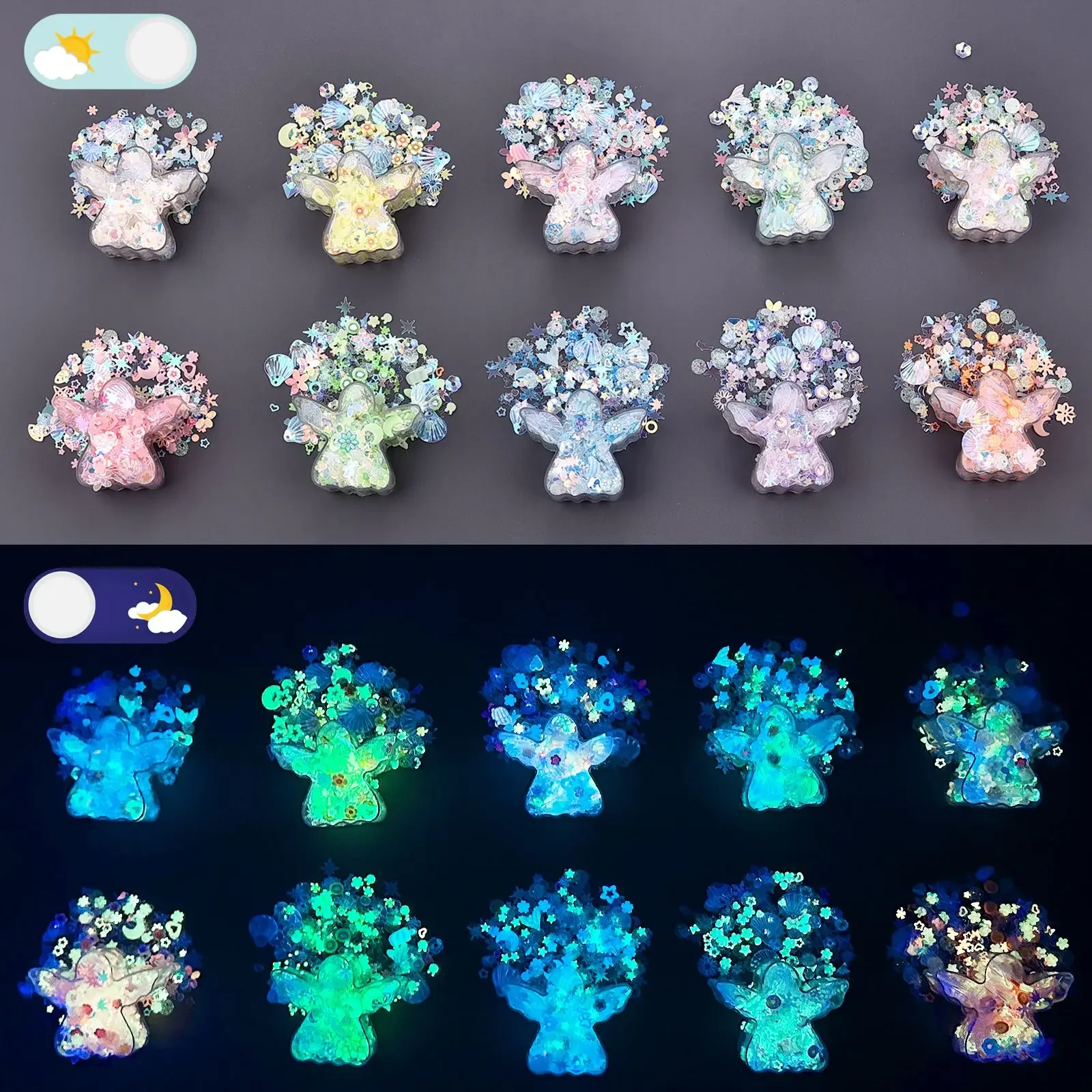 10g Luminous Sequins DIY Epoxy Resin Filling Mixed With Shell Concave Plum Snowflake Circular Beads Jewelry Resin Crafts Making