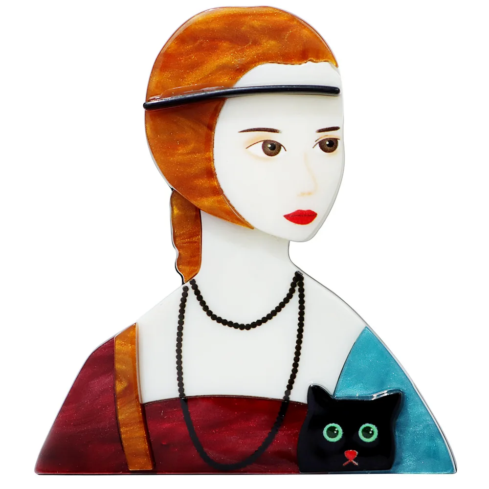 acrylic beautiful girl brooch fashion cartoon clothing accessories