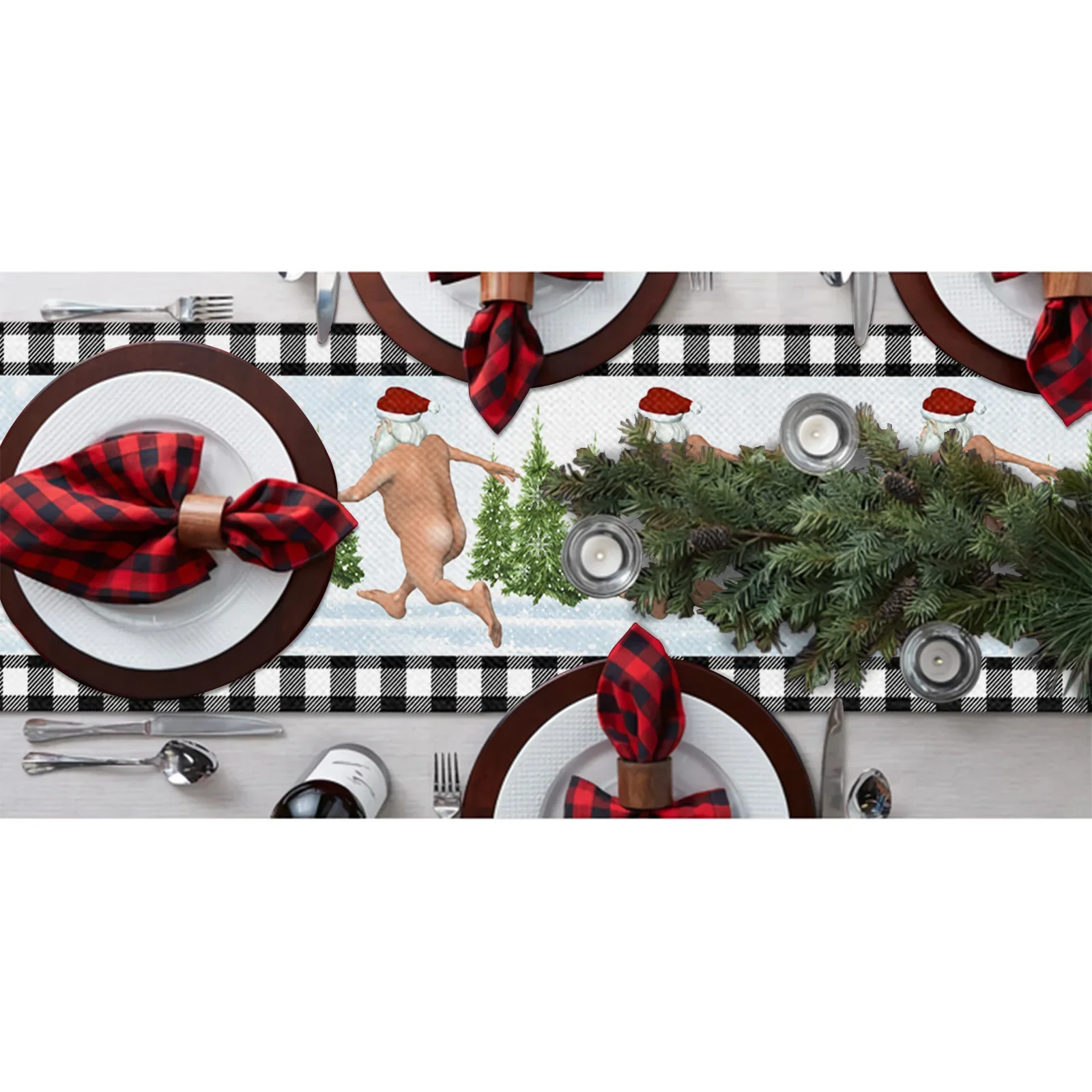 Santa Claus Streaking Table Runner Wedding Festival Table Decoration Home Decor Kitchen Table Runners Placemats