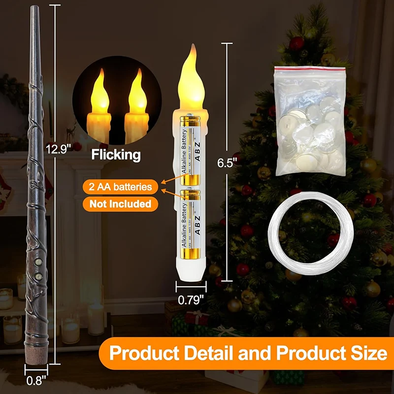 8-16pcs Floating LED Candles with Magic Wand Remote Flameless Flickering Warm Light Battery Operated Candle Birthday Halloween